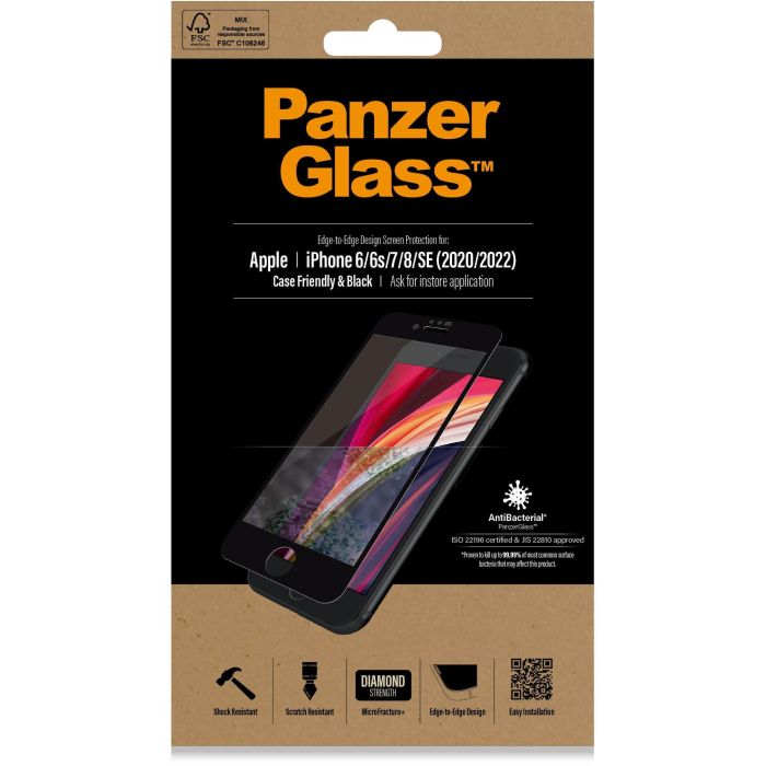 PanzerGlass E2E f. iPhone 6/7/8/SE 2020/2022. CF. Black 1 PanzerGlass E2E f. iPhone 6/7/8/SE 2020/2022. CF. Black 1