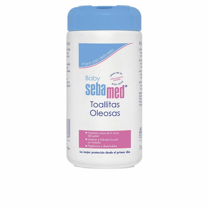Sebamed BABY Toallitas Oleosas Infantiles 70 unidades con Manzanilla y Pantenol, pH 5.5, Suave Limpieza y Protección Piel Delicada