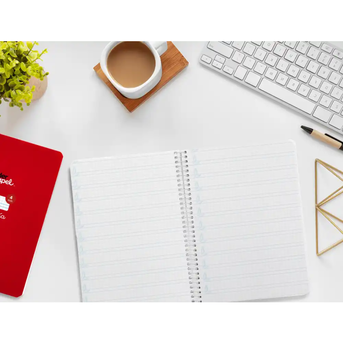 Liderpapel Cuaderno Espiral A5 Pautaguía Tapa Blanda 40 Hojas 75gr Cuadro Pautado 4mm Rojo 7