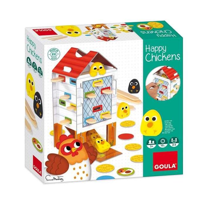 Goula Happy Chickens: Juego de Habilidad de Madera para Niños de 3 a 5 años, Encuentra los Pollitos Retirando Palos, Hasta 4 Jugadores