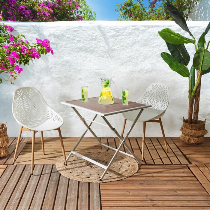 Home Deco Factory Mesa Plegable Metal y Vidrio Templado 70x70 cm Blanca 6