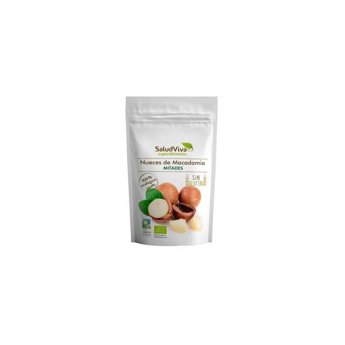 Salud Viva Nueces de Macadamia Mitades Ecológicas 100 g sin Gluten, Fuente de Fibra y Proteínas