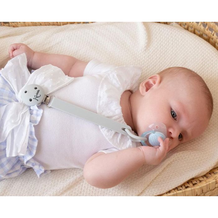 KioKids Sujetachupetes Pinza de Silicona y Acero Gris para Chupetes con Anilla Adaptable Bebé +0 Meses 1 KioKids Sujetachupetes Pinza de Silicona y Acero Gris para Chupetes con Anilla Adaptable Bebé +0 Meses 1