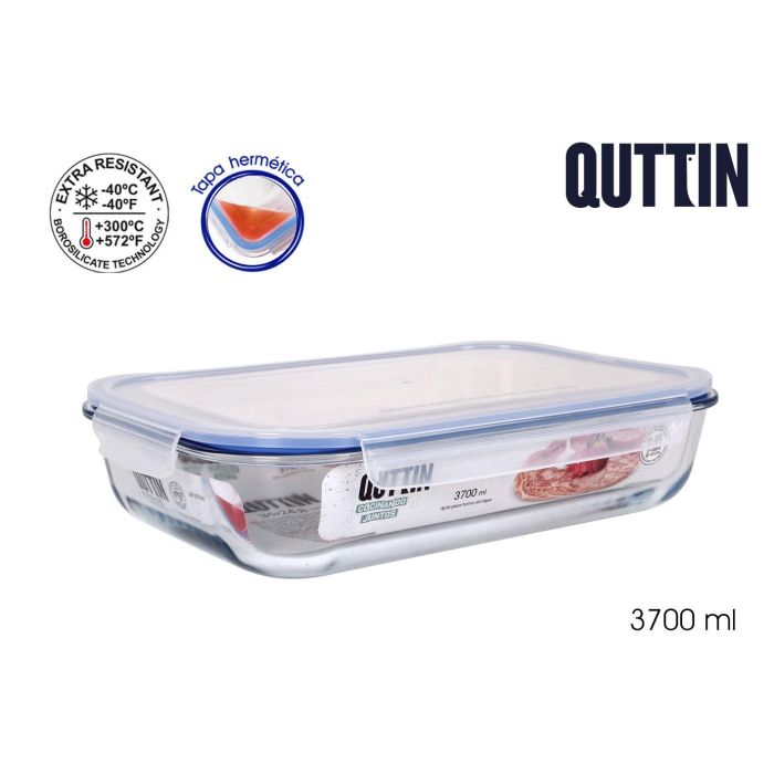 Quttin Fiambrera Extra Rectangular 36x24.8x8.1 cm 3.7L (4 Unidades)