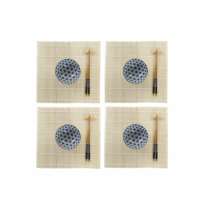 Sushi Oriental DKD Home Decor Azul Blanco 14.5 x 31 x 14.5 cm Set de 16