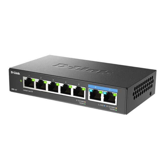 D-Link DMS-107 Switch No Administrado Multi-Gigabit de 7 Puertos Ethernet RJ45 10/100/1000/2500 Mbps D-Link DMS-107 Switch No Administrado Multi-Gigabit de 7 Puertos Ethernet RJ45 10/100/1000/2500 Mbps