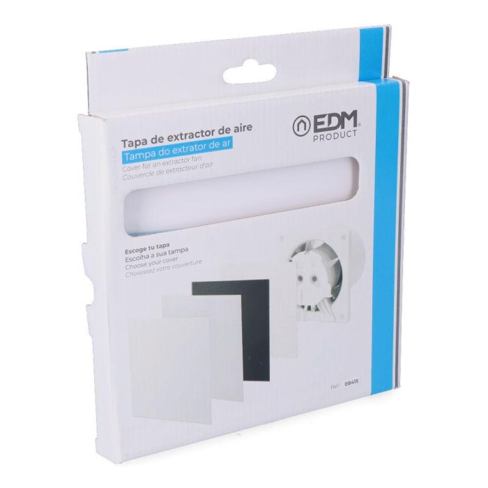 Edm Tapa 08413 para Extractor 175 x 175 mm Blanco Brillante ø10cm 2 Edm Tapa 08413 para Extractor 175 x 175 mm Blanco Brillante ø10cm 2