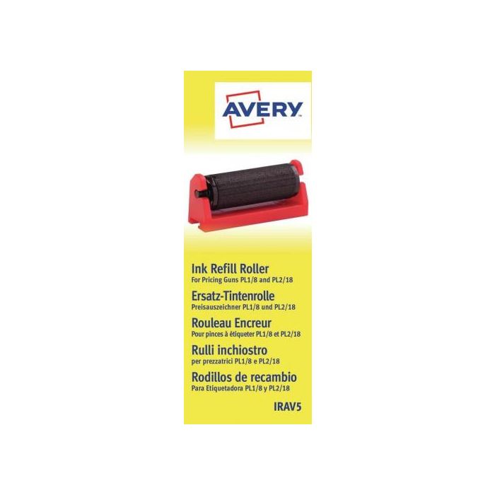 Pack 5 Rodillos de Tinta para Etiquetadoras Pl 1/8, Pl 2/18 Avery IRAV5