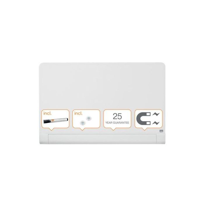 Pizarra Cristal Magnetica Nobo Diamond Redondeada 993X559 Blanca