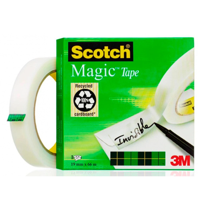 Scotch Cinta Adhesiva Invisible 810 Rollo 19 mm X 66 M Caja Individual 1