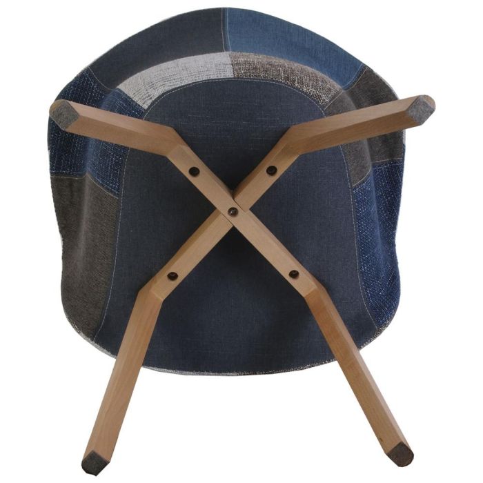 Home Deco Factory Silla Butaca Patchwork Azul-Gris, Patas de Madera, Asiento de Tela, Soporta 110 kg 4