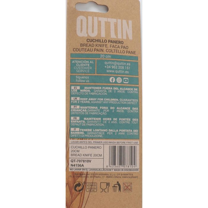 Cuchillo Panero Bio 20 cm - Quttin (24 Unidades) 3 Cuchillo Panero Bio 20 cm - Quttin (24 Unidades) 3