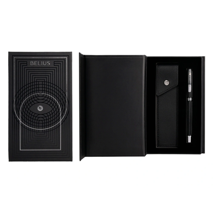 Belius Turbo Boligrafo y Estuche Aluminio Textura Punteada Negro y Plateado Tinta Azul Caja Diseño 3 Belius Turbo Boligrafo y Estuche Aluminio Textura Punteada Negro y Plateado Tinta Azul Caja Diseño 3
