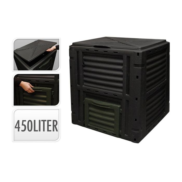 Caja de compostaje 450 l color negro 80x80x81cm progarden