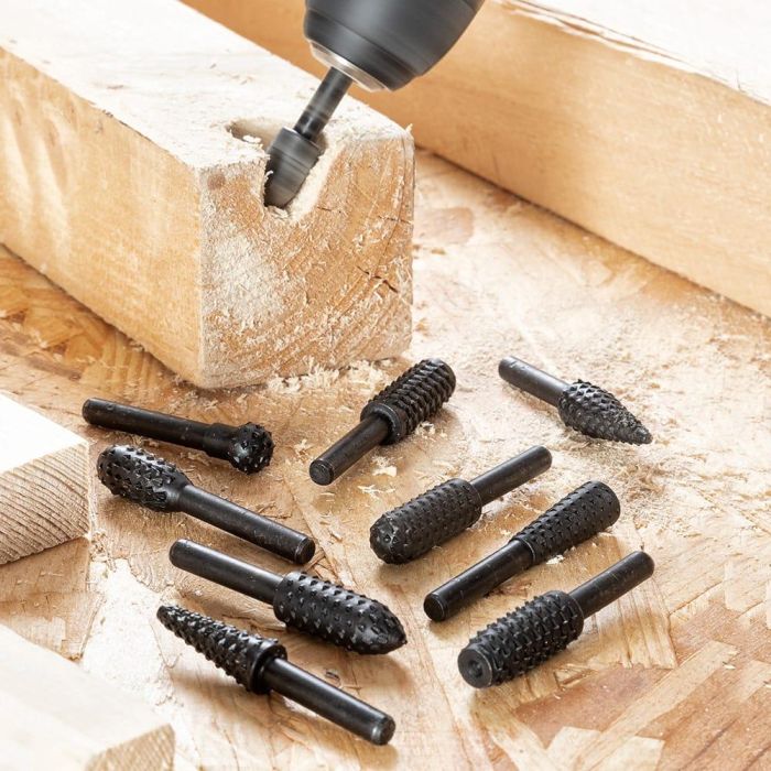 Innovagoods Set de Fresas para Taladro 10 Piezas Acero al Carbono Negro para Madera y PVC 3