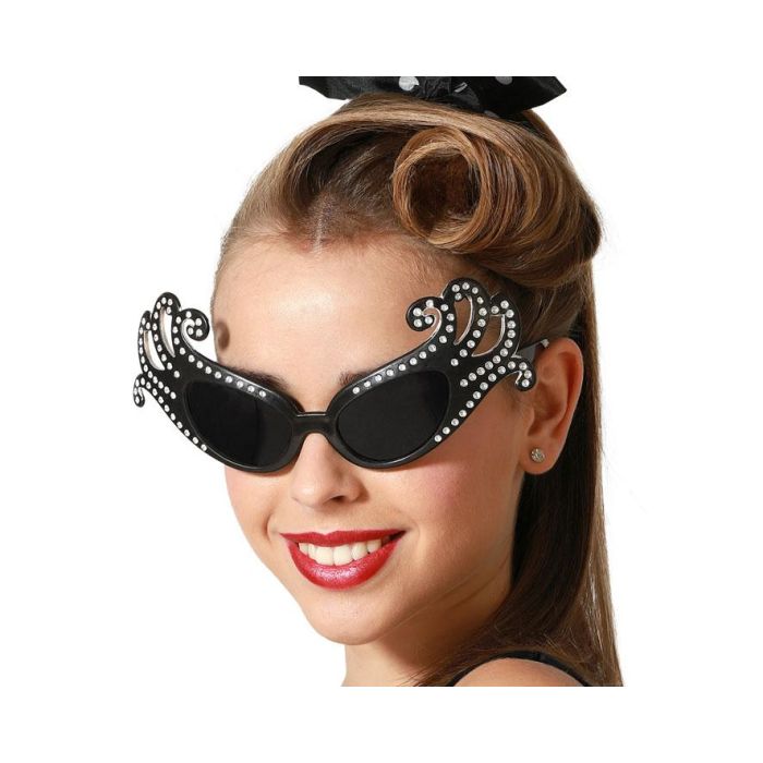 Gafas Negro Carnaval Brillantes Mujer Adulto