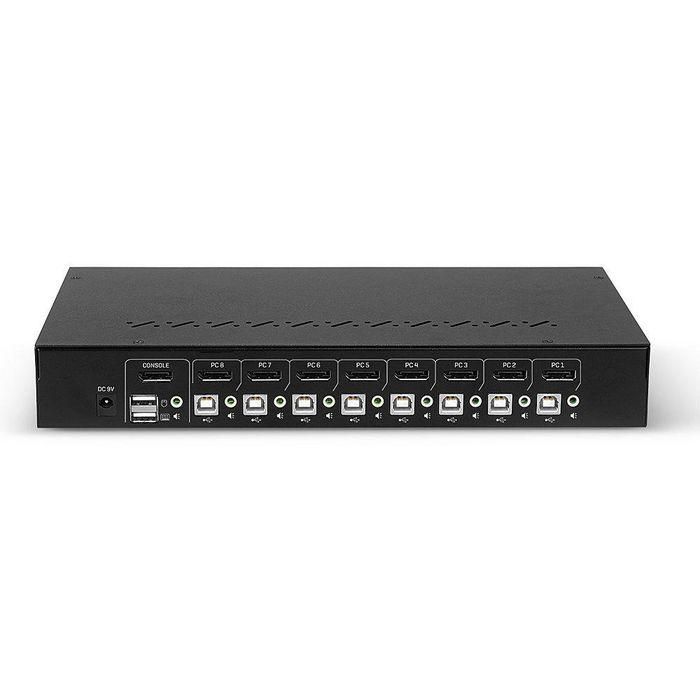 Lindy KVM Switch 8 Puertos DisplayPort 1.2, USB 2.0 y Audio con Hub USB Integrado, 4K 60Hz para PC/Mac, Rack 1U 3