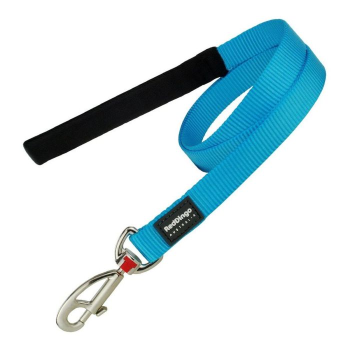 Red Dingo Correa Lisa Turquesa 20mm x 1.2m de Nylon Premium para Perros con Clip Ultra Resistente