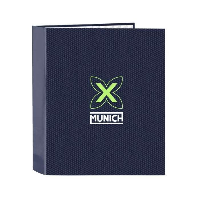 Munich Carpeta 4 Anillas 35mm Lomo Ancho Blue Indigo 27x33x6 cm