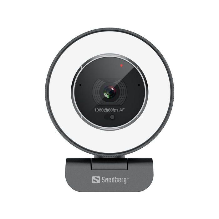 Sandberg Streamer USB Webcam Pro Elite 2K 1440p 30FPS / 1080p 60FPS para Streaming Gaming con Micro Estéreo, Autofocus y Luz Anular 3