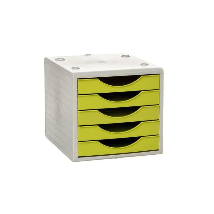 Modulo 5 Cajones Archivotec Gris/Kiwi