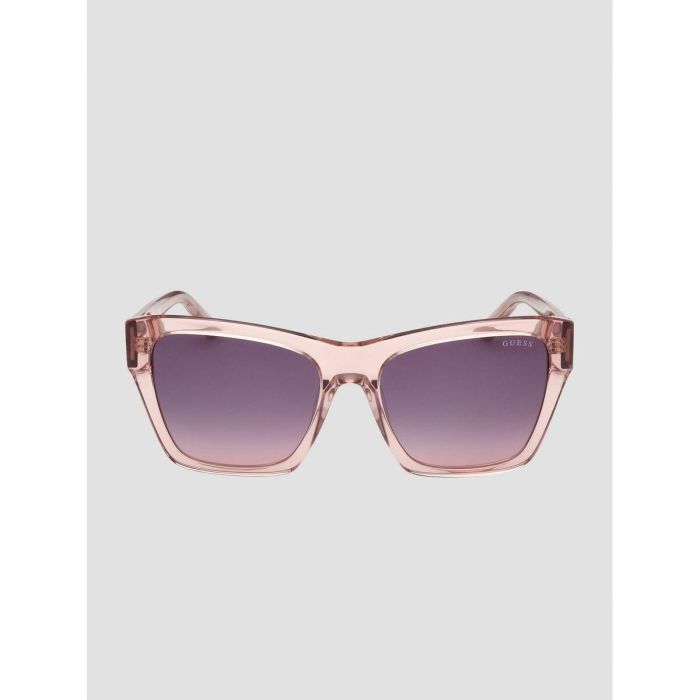 Guess Gafas GU00113 57Z - Gafas de sol para mujer, diseño cuadrado, montura beige brillante, lentes degradado violeta, 55 mm 4