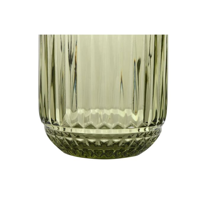 DKD Home Decor Set de 6 Vasos Verde Rayado Colección Stripes Garbo Cristal 7.5x7.5x9.5 cm 1