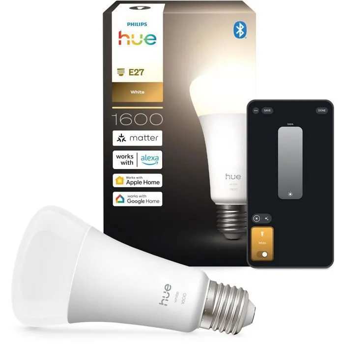 Philips Hue Bombilla LED Conectada A67, Luz Blanca Cálida 2700K, E27 13.5W 1600 Lúmenes, AABUO53053