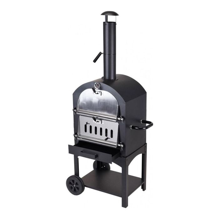 Vaggan Barbacoa de carbón con horno de piedra, hierro negro, 44.5x65x158cm, parrillas cromadas y placa para pizza 0 Vaggan Barbacoa de carbón con horno de piedra, hierro negro, 44.5x65x158cm, parrillas cromadas y placa para pizza 0