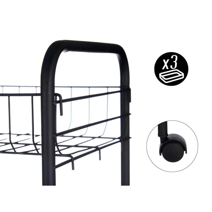 Verdulero 4 Pisos Metalico Negro Ruedas Kinvara 26X82CM (4 Unidades) 3 Verdulero 4 Pisos Metalico Negro Ruedas Kinvara 26X82CM (4 Unidades) 3