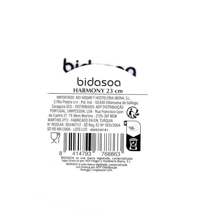 Plato Hondo Porcelana Harmony Hydrozero Bidasoa 23 cm 6