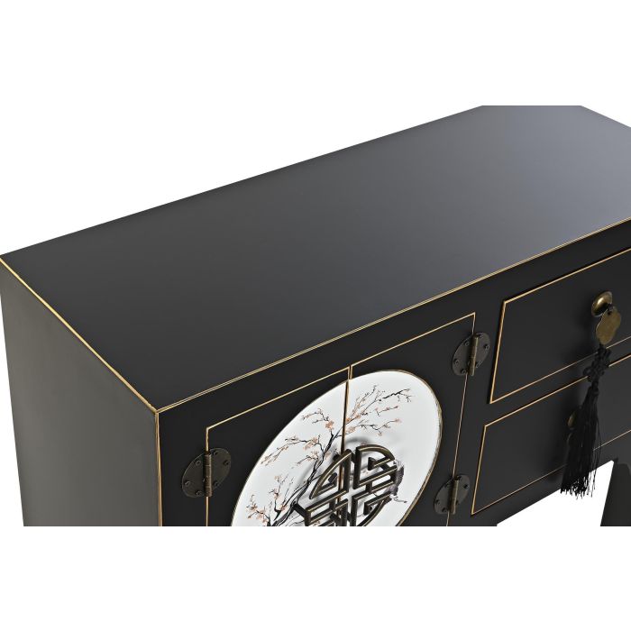 DKD Home Decor Consola Oriental Masako Negro Blanco Abeto MDF Metal 63 x 28 x 83 cm 1