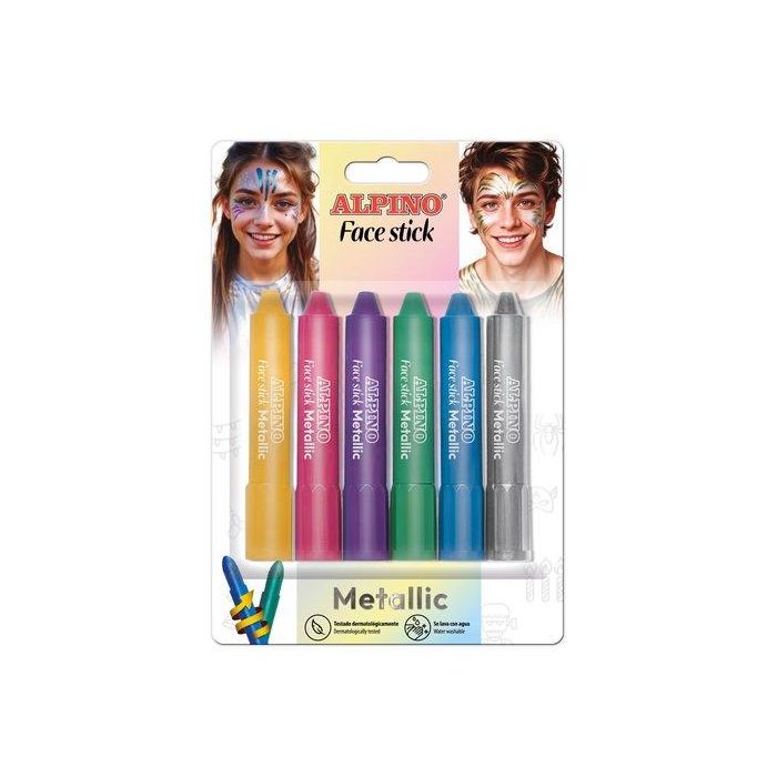 Alpino C-Surtidos Maquillaje Facial en Barra Metálico Face Stick, Blíster de 6 Unidades Surtidas, Fácil Aplicación