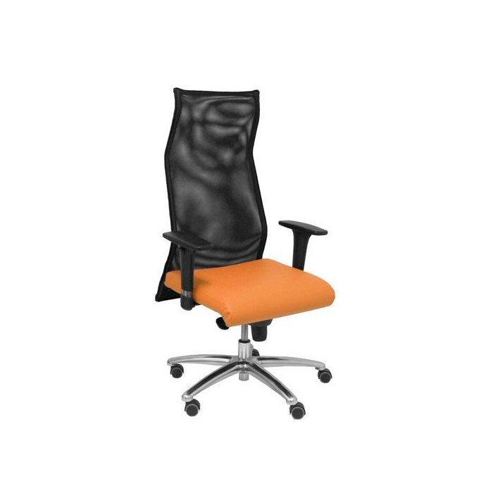 Sillon Piqueras Y Crespo Sahuco Direccion Uso Intensivo (8H) Brazos Regulables Mecanismo Sincro Respaldo Malla Transpirable Negro Y Asiento Tapizado Similpiel Naranja