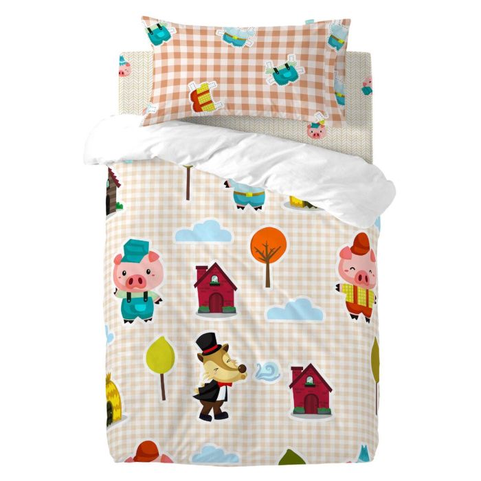 Funda de almohada HappyFriday Mr Fox Piggys Vichy Multicolor 50 x 75 cm 1