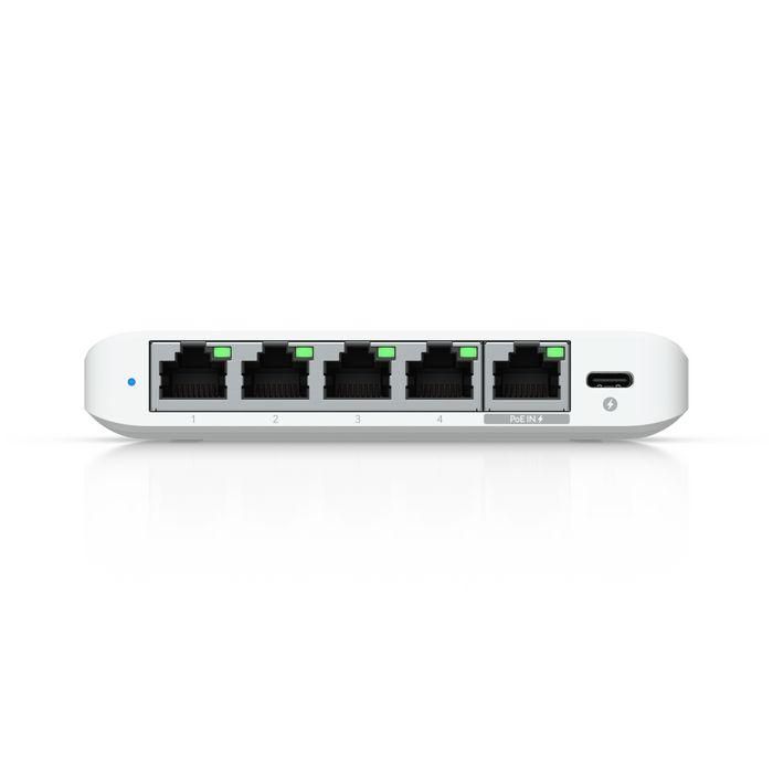 Ubiquiti Switch Ethernet Compacto de 5 Puertos 2.5GbE RJ45, Velocidad Total de 25 Gbps, Alimentación PoE y USB-C 2