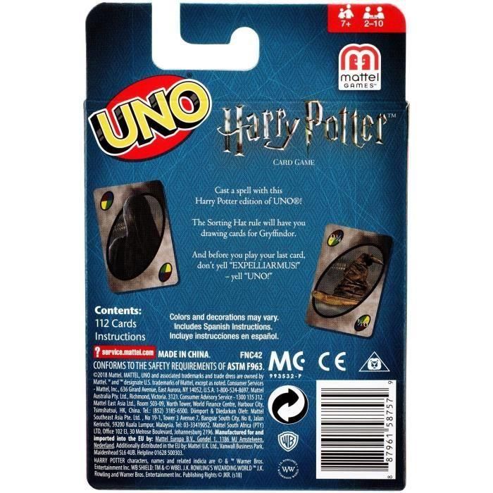 UNO Fnc42 Juego de Cartas Harry Potter con Sombrero Seleccionador. Juego familiar de 2 a 10 jugadores desde 7 años. 4 UNO Fnc42 Juego de Cartas Harry Potter con Sombrero Seleccionador. Juego familiar de 2 a 10 jugadores desde 7 años. 4