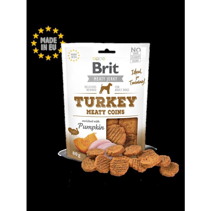 Brit Jerky Snack Meaty Coins Pavo 80 gr