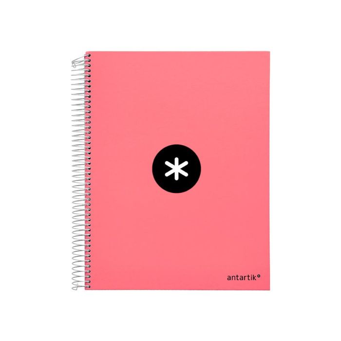 Cuaderno Espiral A4 Micro Antartik Tapa Forrada 120H 90 gr Cuadro 5 mm 5 Bandas 4 Taladros Color Coral 1