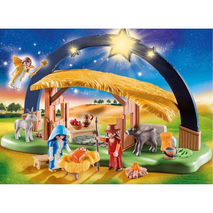 Playmobil 9494 Belén con Luz, Set Navideño Arco de Vela con Pesebre Grabable, 37x17x23 cm, Juguete Infantil +4 años 2