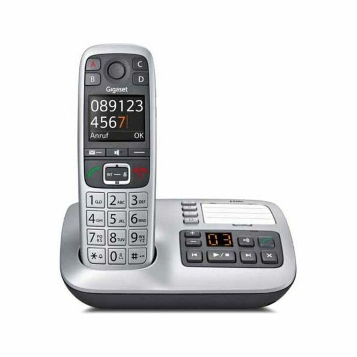 Gigaset E560A Teléfono fijo Plata con Contestador Automático, Gran Pantalla, Botones y Sonido Manos Libres Fuertes, Compatible Audífonos 2