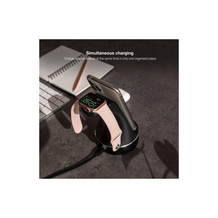 Tooq TQCD02W Base de Carga Inalámbrica para Apple Watch, iPhone y Smartphone Qi, Negro 1