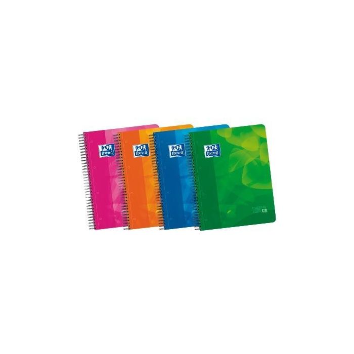 Oxford Cuaderno Lagoon Europeanbook 4 Microperforado A4+ 120H, 4 Colores de Banda, Tapas de Plástico, Pack de 5 Unidades