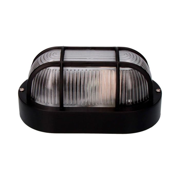 Edm Aplique Oval de Pared y Techo Modelo Tarragona IP54 Negro E27 40W 220-240V, Plástico/Cristal, 11,4x20,2x10 cm 1