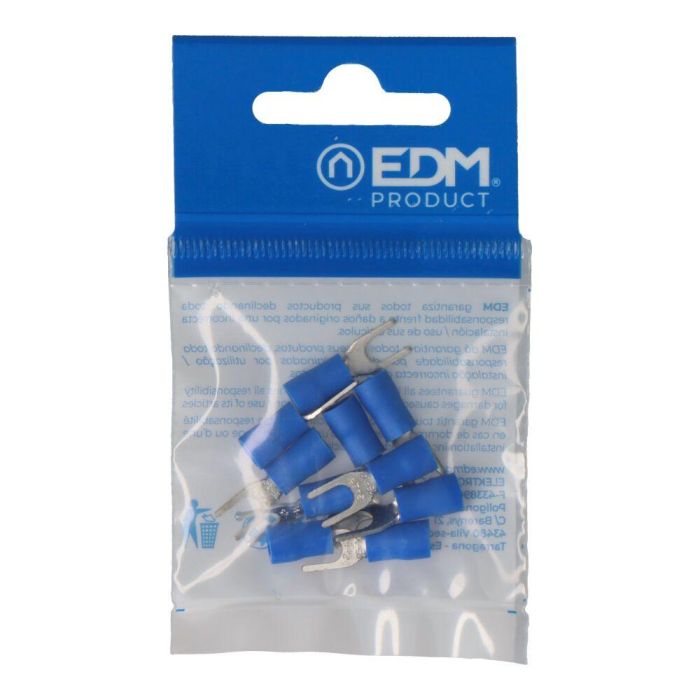 Edm Terminal Preaislado Horquilla PVC Acero Metálico/Azul Blister 10 uds 0,5 x 2,5 cm