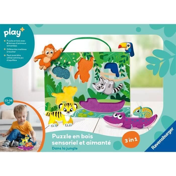 Ravensburger -PLAY+ - Puzzle sensorial y magnético de madera En la jungla - A partir de 1 año - Versión francesa - 34017 4 Ravensburger -PLAY+ - Puzzle sensorial y magnético de madera En la jungla - A partir de 1 año - Versión francesa - 34017 4