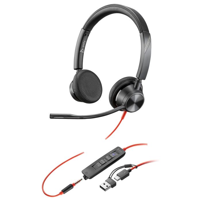 Poly Auriculares Blackwire 3325 Estéreo con Cableado USB-C y Conector de 3.5mm, Certificado para Equipos Microsoft y UC, Color Negro 9