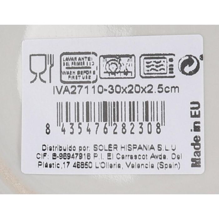 Fuente Ovalada Ivar Nordic Brillo, 30x20x2.5 cm, Inde (12 Unidades) 3 Fuente Ovalada Ivar Nordic Brillo, 30x20x2.5 cm, Inde (12 Unidades) 3