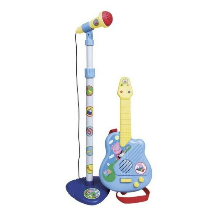 Guitarra y microfono de pie peppa pig con amplificador (altura regulable) 60x30x17 cm