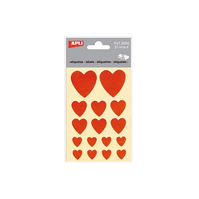 Gomets Apli Corazones Bolsa 3H Rojo 48 Uds. (00650) (Set de 10)